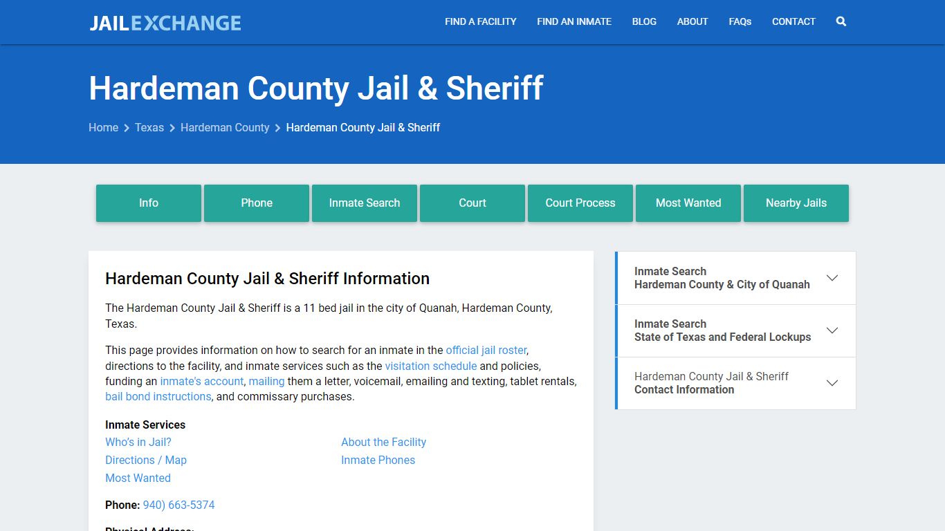 Hardeman County Jail & Sheriff, TX Inmate Search, Information